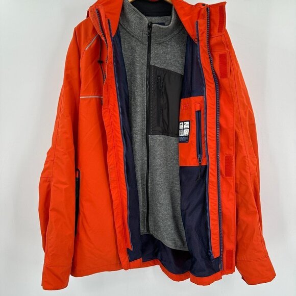 Lands End Mens Squall Orange Fleece 3 in 1 Hooded Outdoor Waterproof XL Jacket - Picture 8 of 15